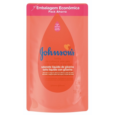 Sabonete liquido johnsons baby glicerina refil, 180 ml