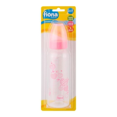 Mamadeira fiona rosa bico silicone redondo, 240ml