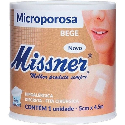 Fita microporosa missner, 5 cm x 4,5 m bege